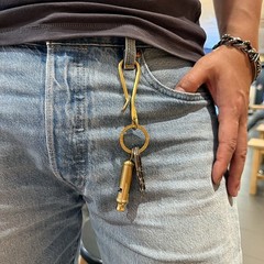 Vintage Brass Whistle EDC Survival Outdoor Loud Sound Brass Whistle Keychain