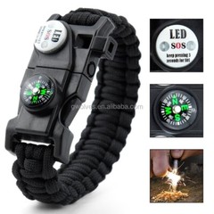 21 in 1 Survival Bracelet, Paracord Outdoor Sport Wristband Kit 2 Black
