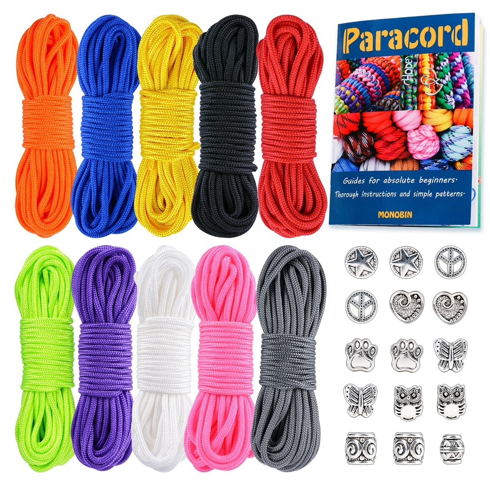 Micro Paracord Kit with Instructions, 10 Colors 20FT 2MM Paracord Combo Kit w