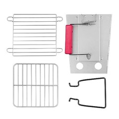 Foldable Charcoal Chimney Fire Starter Camping Grill, silver and red
