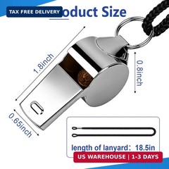 SPORTIC 3 Pack Stainless Steel Whistles with Lanyard, Loud & Clear Sound Whistle