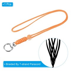 Paracord Lanyard with Round Clasp 19″, Keychain Lanyard Necklace, Orange