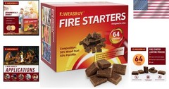 Fire Starter Squares 64 Pack – Odorless Fire Starters for Fireplace, Chimney,…