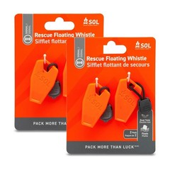 S.O.L. Survive Outdoors Longer S.O.L. Rescue Floating Whistle 2 Piece (2 Pack)