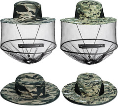 2 Pack Mosquito Head Net Hat Sun Hat Garden Bug Hat with Hidden Net Mesh for Out