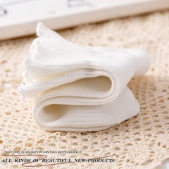 SEMOHOLLI Women Ruffle Socks, Casual Cute Ankle Socks 5-7.5, White-4 Pairs