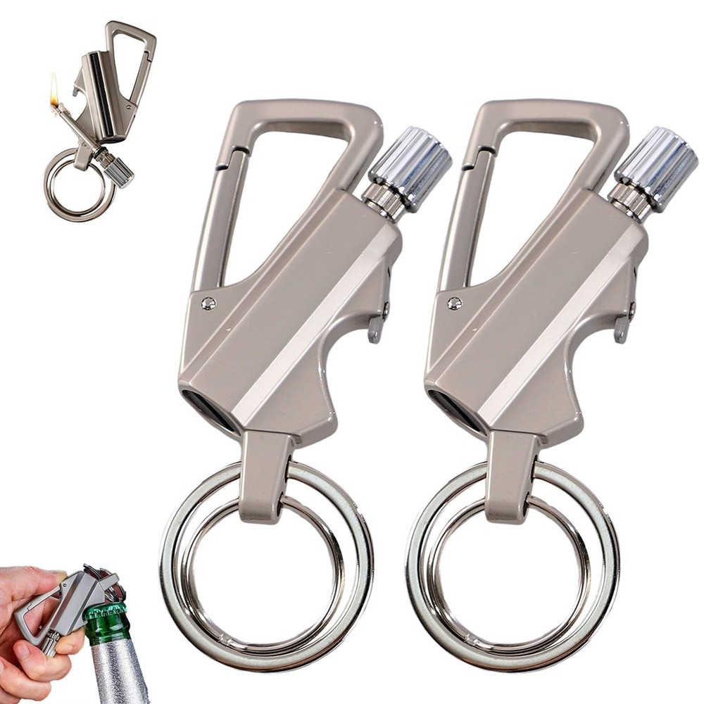 Keychain Lighter， 2 Pack Metal Match Kerosene Lighter， Reusable Waterproof Wi…