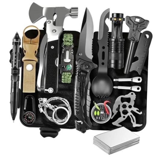 Survival Gear Kit for Men: 27-in-1 Complete Tools & Camping Accessories for