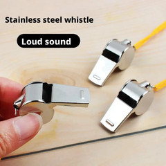 Whistle Referee Football Sports Metal Silver Rope Keyring School Rugby (Pack 2)