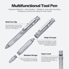 Titanium Pen 3-in-1 Multitool – Survival EDC Pen with Glass Breaker &