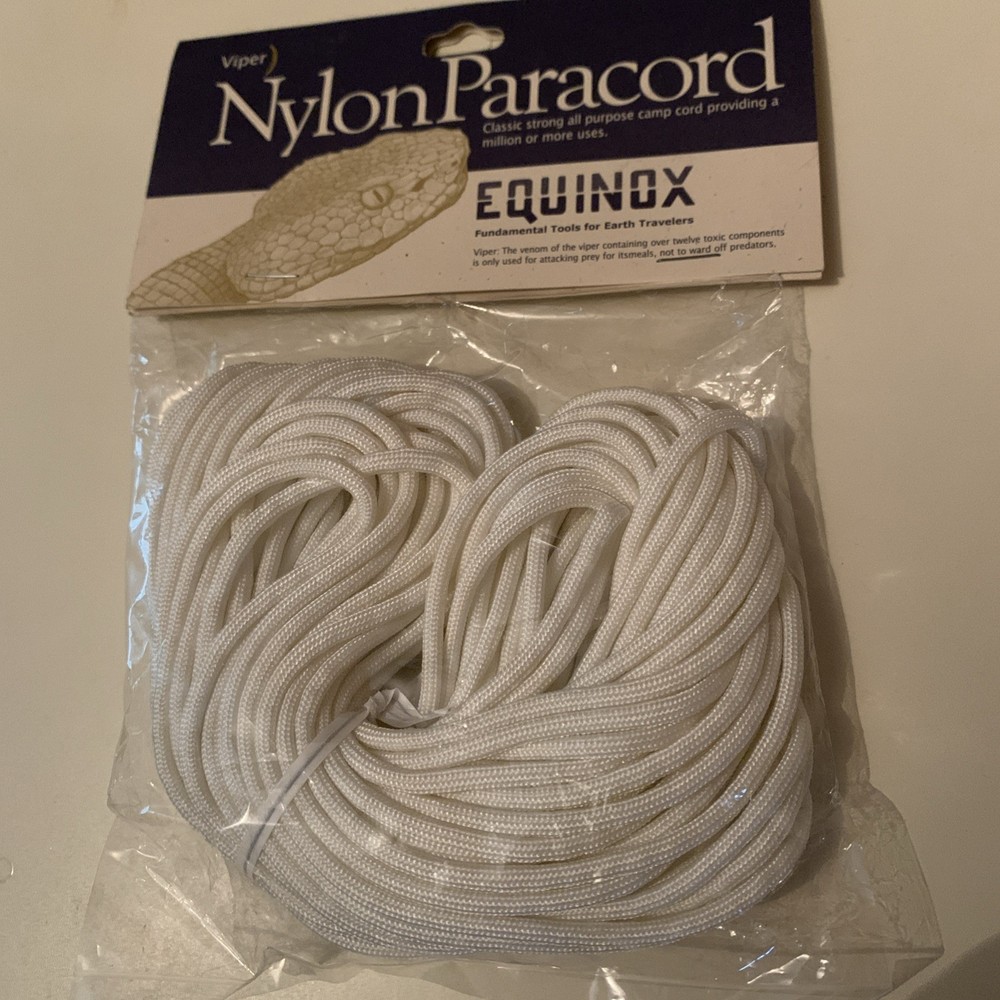 Equinox White 50Ft Braided Nylon Paracord – Heavy-Duty Camping & Trekking Cord