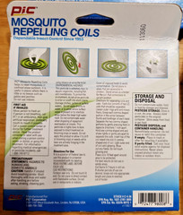 4 Pack of 4, 16 Coils in all Pic Mosquito Repelling Coils Outdoor use only
