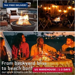 Fire Pit Spark Screen, Outdoor 27 Inch Round Fire Pit Screen with Foldable Hook