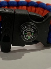 Paracord Survival Bracelet with Compass & Whistle Red blue Adventure Bracelet 7”