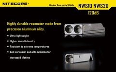 Nitecore NWS10 Outdoor Emergency Whistle TC4 Titanium Alloy Survival SOS 120db