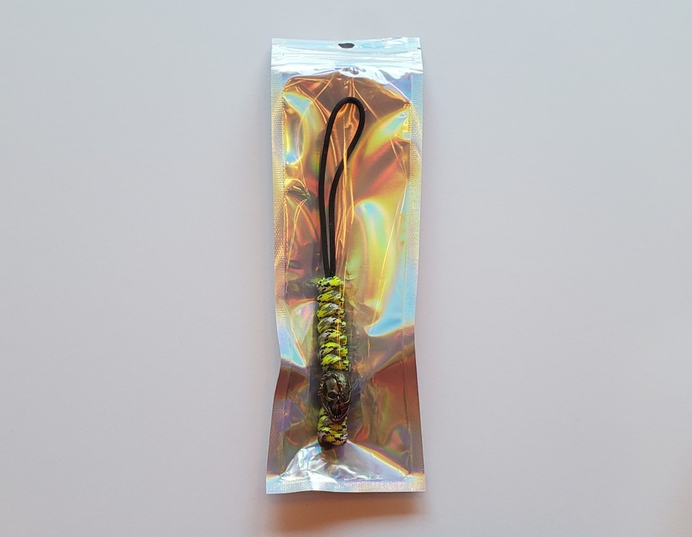 Knife Lanyard 550 Paracord Marvel Venom Half Skull UV Reactive Yellow Grey Black