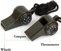 3X Very Loud Keychain Whistle With Compass for Outdoor Sports, Hiking, Camping