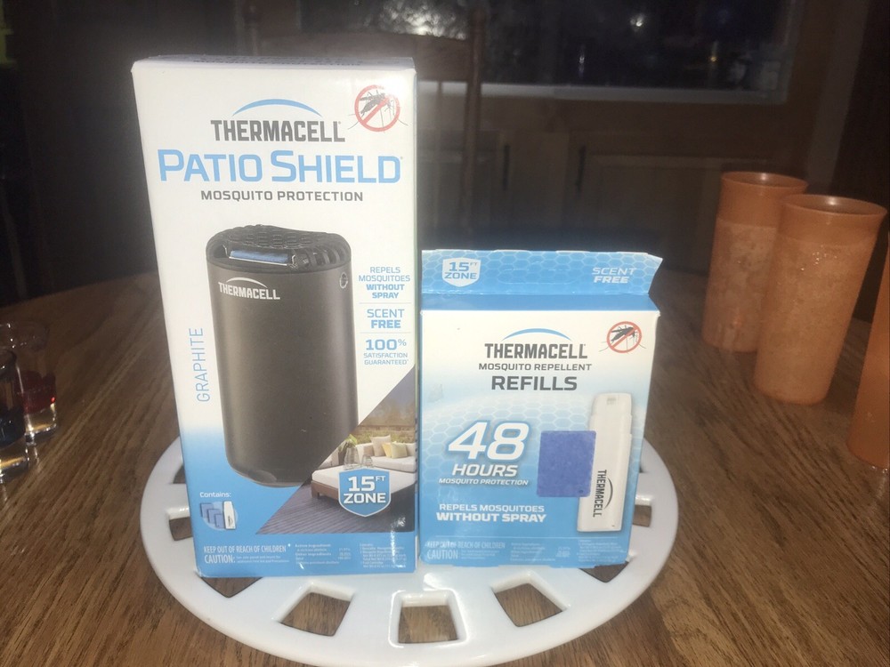 Thermacell Patio Shield Mosquito Repeller – Graphite/with 48 Hours Refills New!!