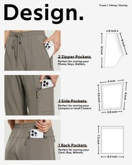 MOURCE Womens Hiking Pants Light Weight Quick Dry Elastic High Large, Khaki
