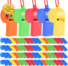 72Pcs Plastic Whistles Bulk Whistles Training Sports Whistles with Lanyard Loud