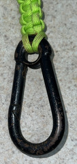 Compass On Green Paracord with Black Carabiner. Free Shipping
