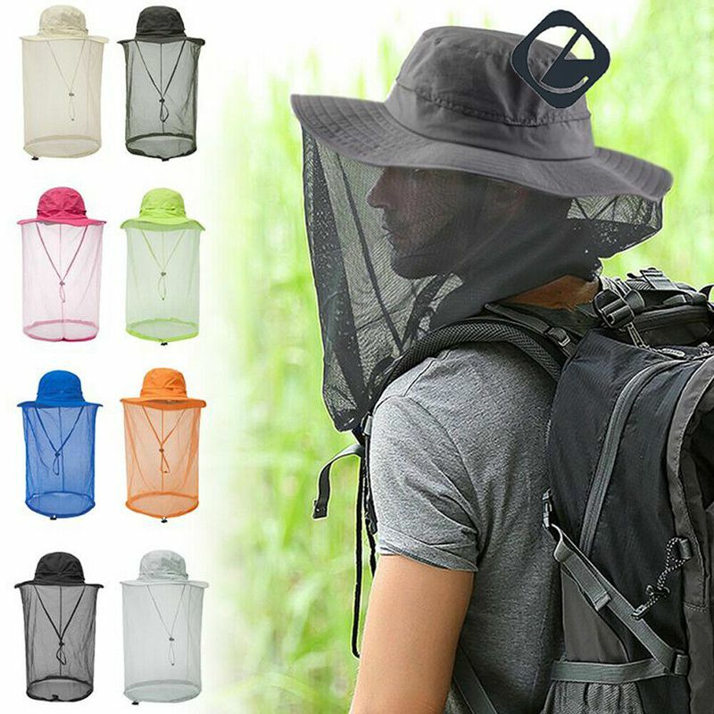 Outdoor Mosquito Head Face Net Hat Sun Bee Insect Bug Protection Hidden Mesh Cap