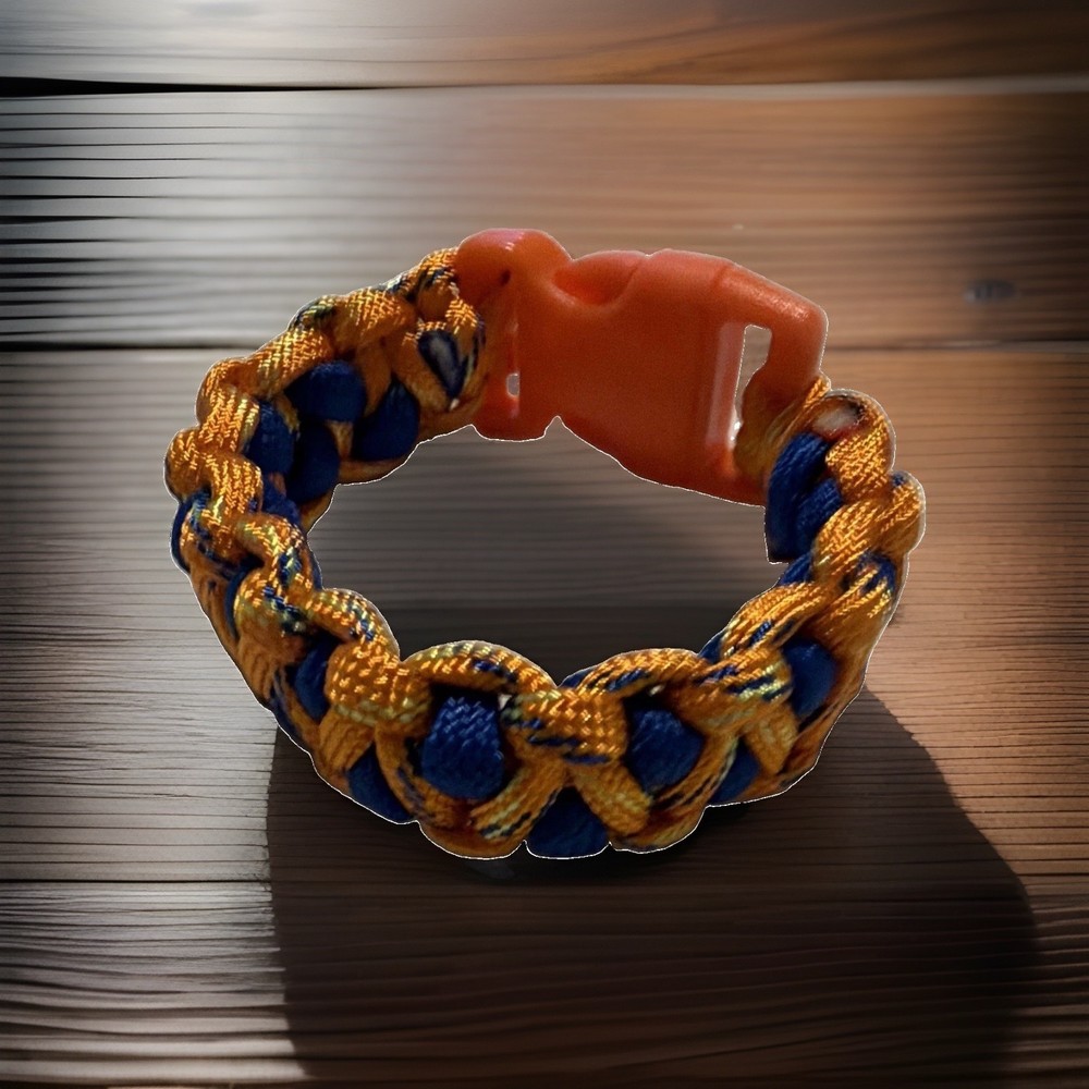 Orange/Blue Paracord Bracelet Adjustable 550lb 7-Strand Nylon w/ Orange Buckle