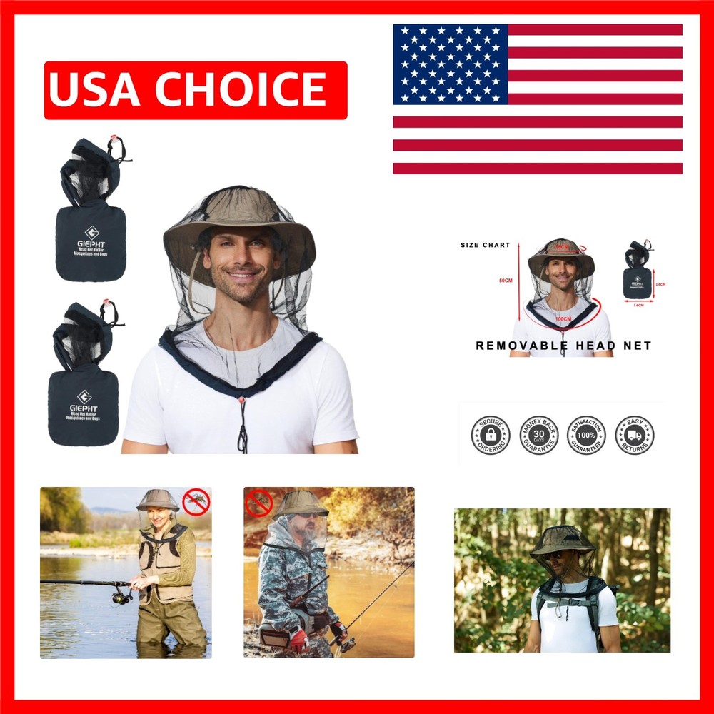 Comfortable Black Mesh Mosquito Head Nets – 2-Pack for Maximum Coverage Outdoors
