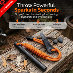 STAYPREPPED 4 Inch Survival Ferrocerium Drilled Flint Waterproof High orange