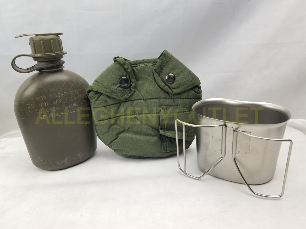 NEW STAINLESS CANTEEN CUP VGC US Military 1 QT PLASTIC CANTEEN w NBC Cap + COVER