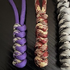 Braided Paracord Lanyard Keychain Loops, Multicolor Variety, 4 Pack Set