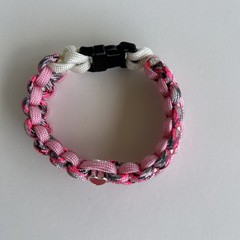 Handmade Pink Paracord Bracelet with Heart Charm – 7 3/4” Survival Style