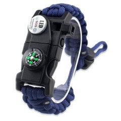 Survival Paracord Bracelet,Fire Starter,Waterproof SOS Light, Compass, Blue