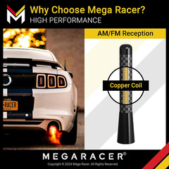 Black Carbon Fiber Antenna for Truck, Car, SUV – 3 Inch Universal Fi