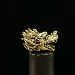 Retro Brass Dragon head beads keychain DIY accessories paracord beads