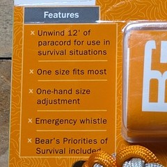 Gerber Bear Grylls Survival Paracord Bracelet Gray Orange Whistle