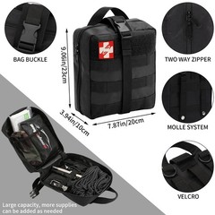 GPUSFAK Emergency Survival Kit and First Aid Kit, Camping Black