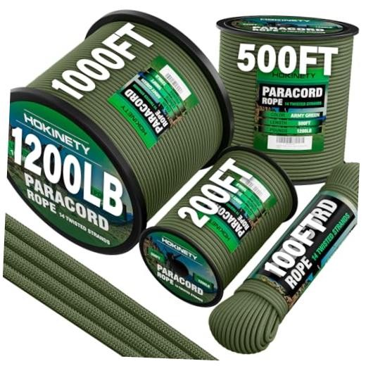 1200lb Paracord Rope – 4.4mm 14 Strand Nylon Survival 50 ft Army Green