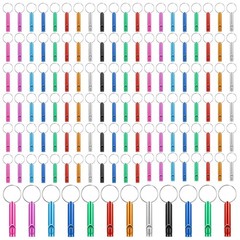 120 Pieces Emergency Whistle with Keychain, 9 Color Assorted Aluminum Surviva…
