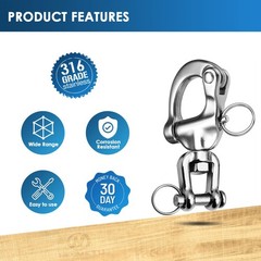 316 Stainless Steel Clevis Swivel Jaw Snap Shackle Quick Release Sailing Hook