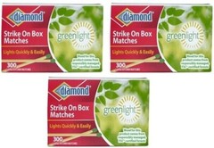DIAMOND STRIKE ON BOX LARGE WOODEN KITCHEN MATCHES GREENLIGHT 3-6-9-12 PACK BULK