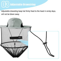 Mosquito Head Net Hat Sun Cap Bucket Hat with Built-in Net Mesh Mask for Unisex