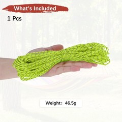 1PCS 2 mm 66FT Reflective Guyline Camping Paracord 3 Strands, Fluorescent Green