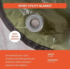 SOL Sport Utility Blanket Weatherproof Reusable Thermal Outdoor Camping Gear