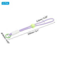 2Pcs Paracord Lanyard Keychain with Spring Ring, Light Purple