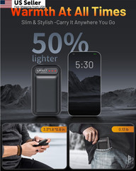 Lerat Hand Warmers Rechargeable 2 Pack, Electric Warmers, 3.26″, Black
