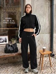 COPYLEAF Parachute Cargo Pants Women Lightweight Quick Dry Medium, Black