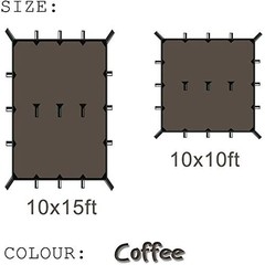 KALINCO Waterproof Camping Tarp Tent Hammock Rain Fly, 3X3M, Coffee-10x10ft