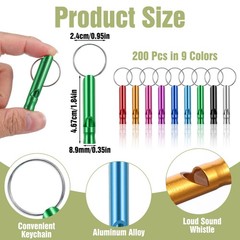 100 Pieces Emergency Whistle with Keychain Aluminum Survival One Size, 100pcs