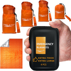 Emergency Blanket 2-Pack/4-Pack, Extra-Thick Extra-Large Space Blankets with Whi